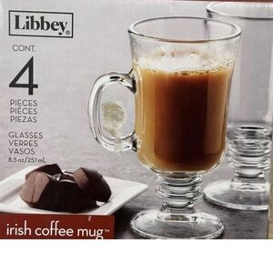 Coffee Mug Libbey 8.5 oz -Clear Glass- 4 Piece Set *GIFT* NEW IN BOX